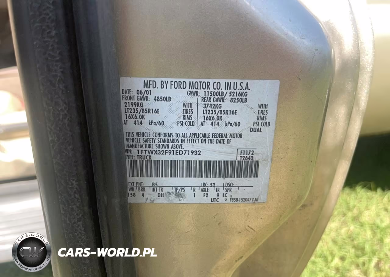 2001 Ford F350 Super Duty VIN:1FTWX32F91ED71932 - 10