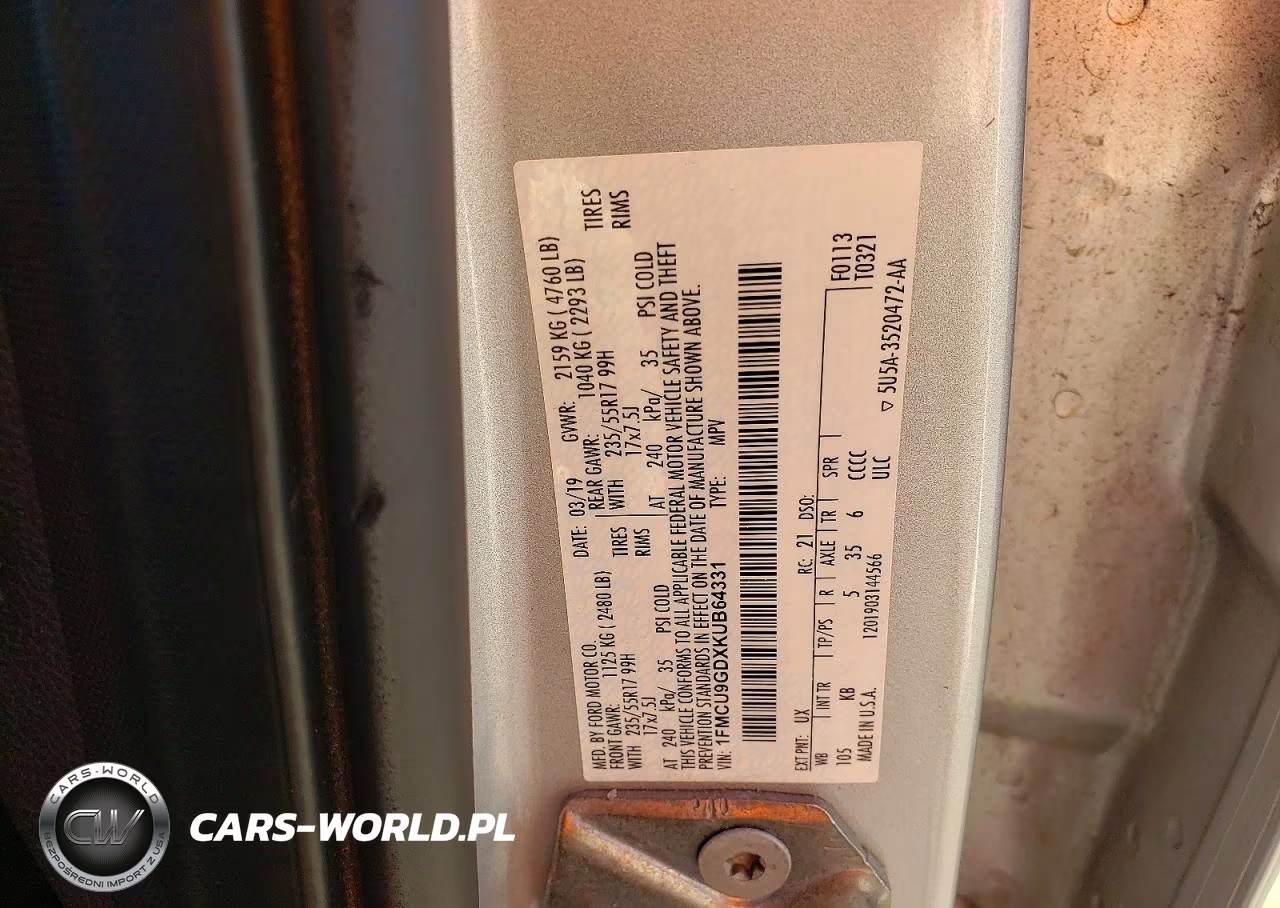2019 Ford Escape Se VIN:1FMCU9GDXKUB64331 - 12