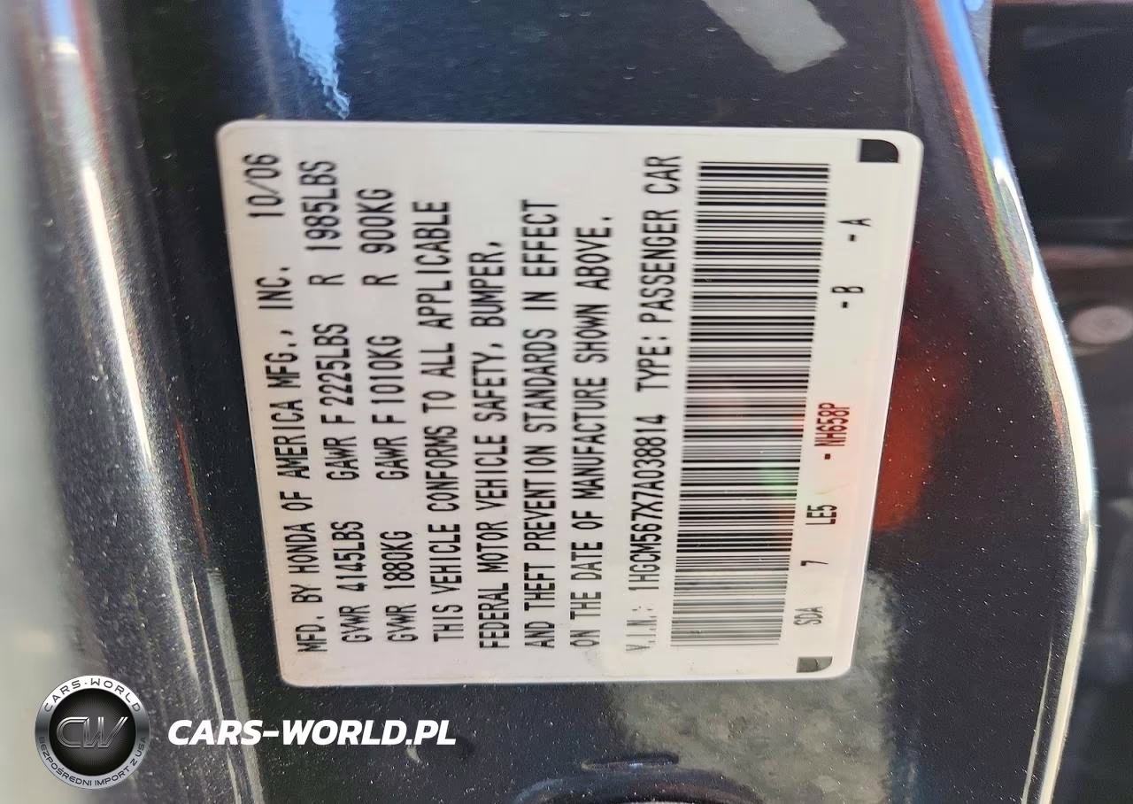 2007 Honda Accord Ex VIN:1HGCM567X7A038814 - 12
