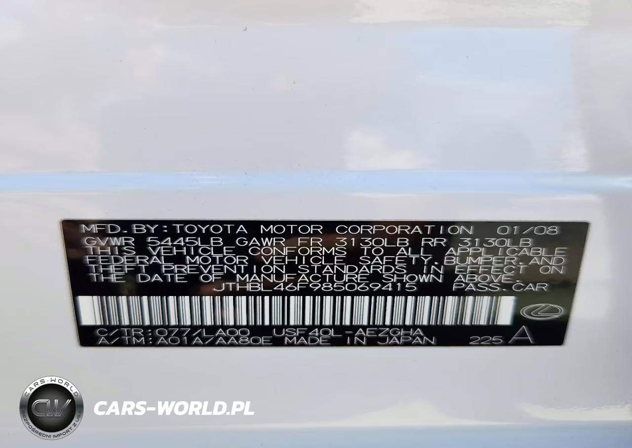 2008 Lexus Ls 460 VIN:JTHBL46F985069415 - 12