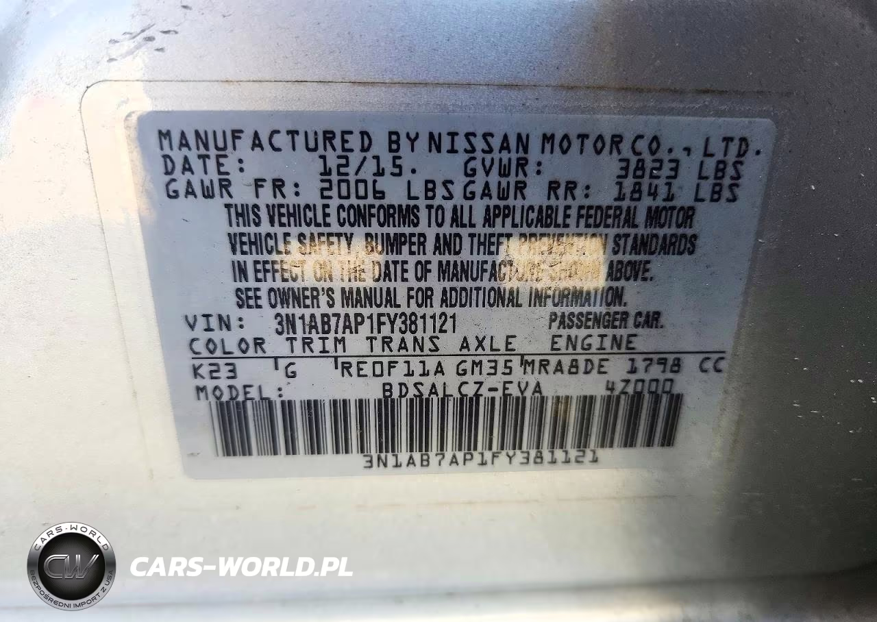 2015 Nissan Sentra S VIN:3N1AB7AP1FY381121 - 12