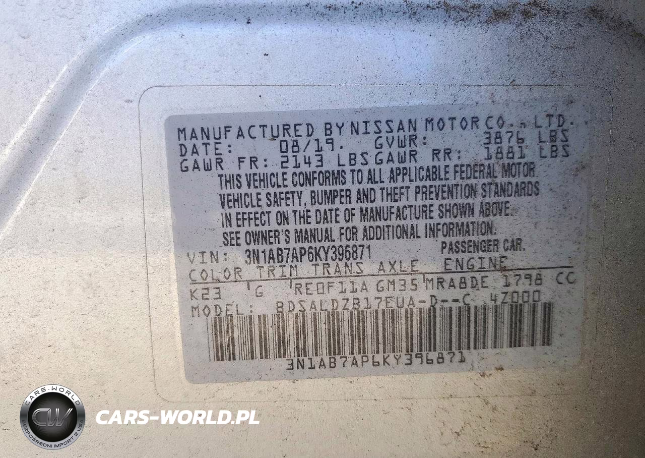 2019 Nissan Sentra Sv VIN:3N1AB7AP6KY396871 - 12