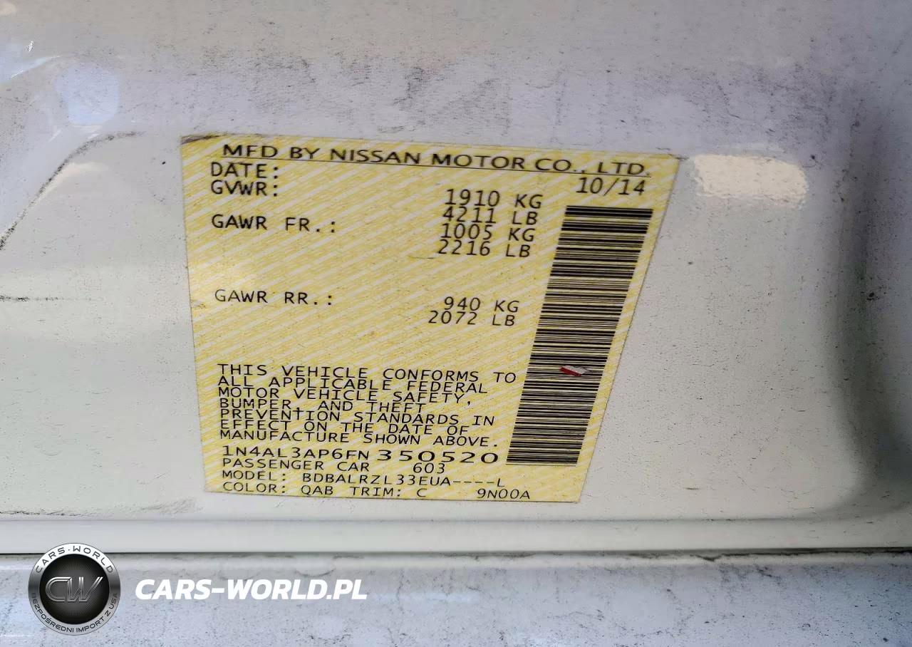 2015 Nissan Altima 2.5 Sl VIN:1N4AL3AP6FN350520 - 12