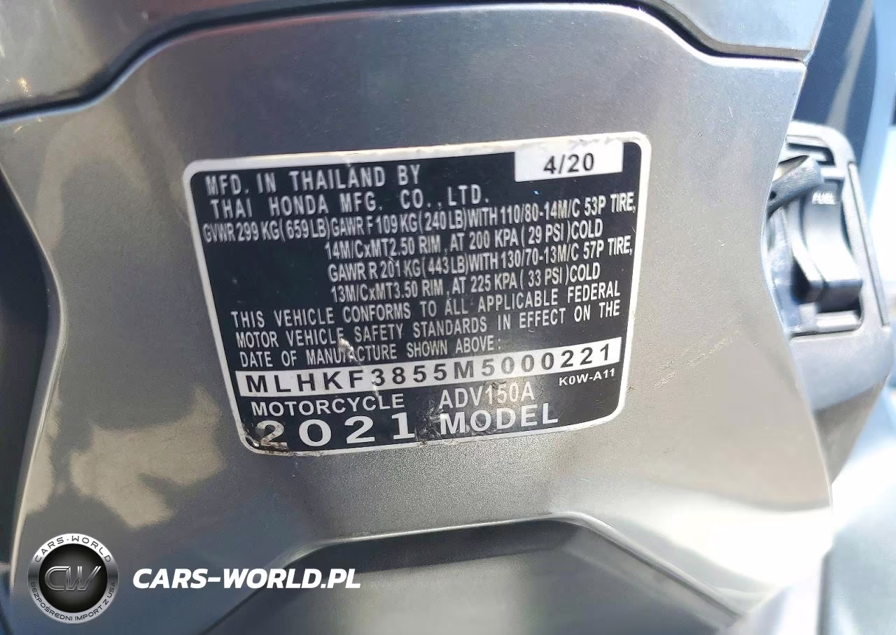 2021 Honda Adv150 A VIN:MLHKF3855M5000221 - 9