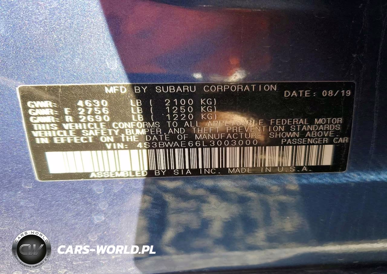 2020 Subaru Legacy Premium VIN:4S3BWAE66L3003000 - 12