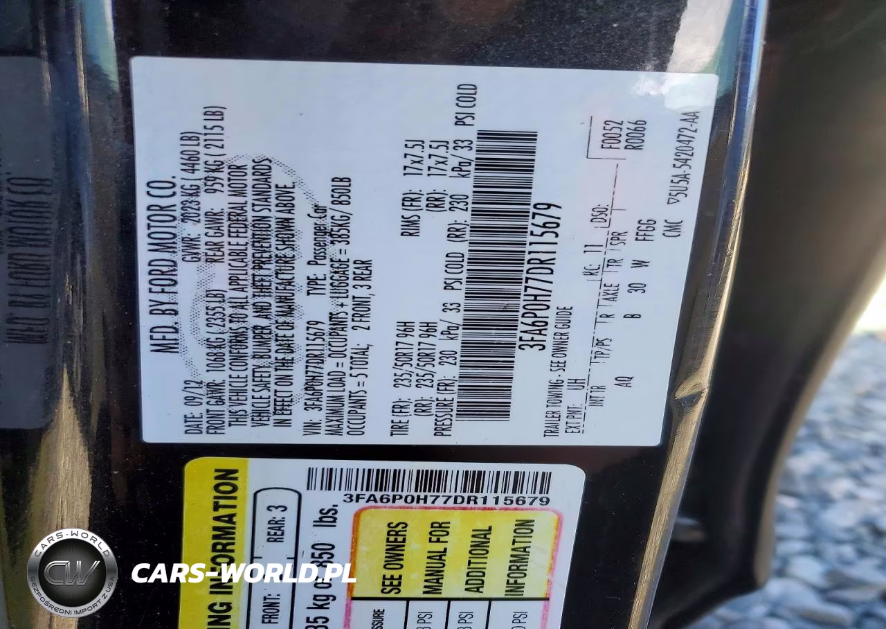 2013 Ford Fusion Se VIN:3FA6P0H77DR115679 - 12