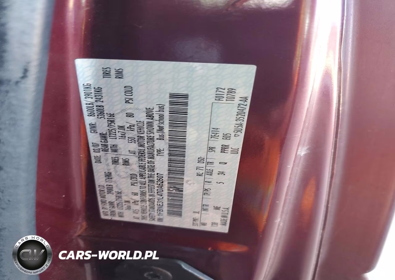 2007 Ford Econoline E350 Super Duty Wagon VIN:1FBNE31L47DA62607 - 12
