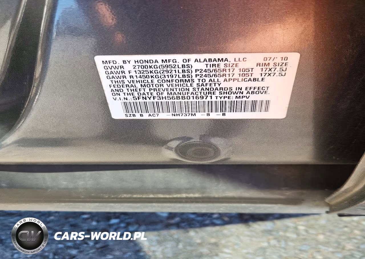 2011 Honda Pilot Exl VIN:5FNYF3H56BB016971 - 13