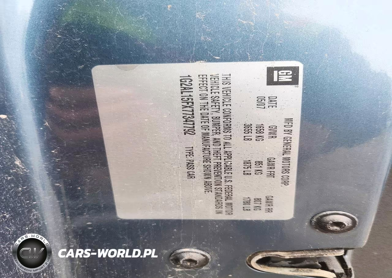 2007 Pontiac G5 VIN:1G2AL15FX77347792 - 12