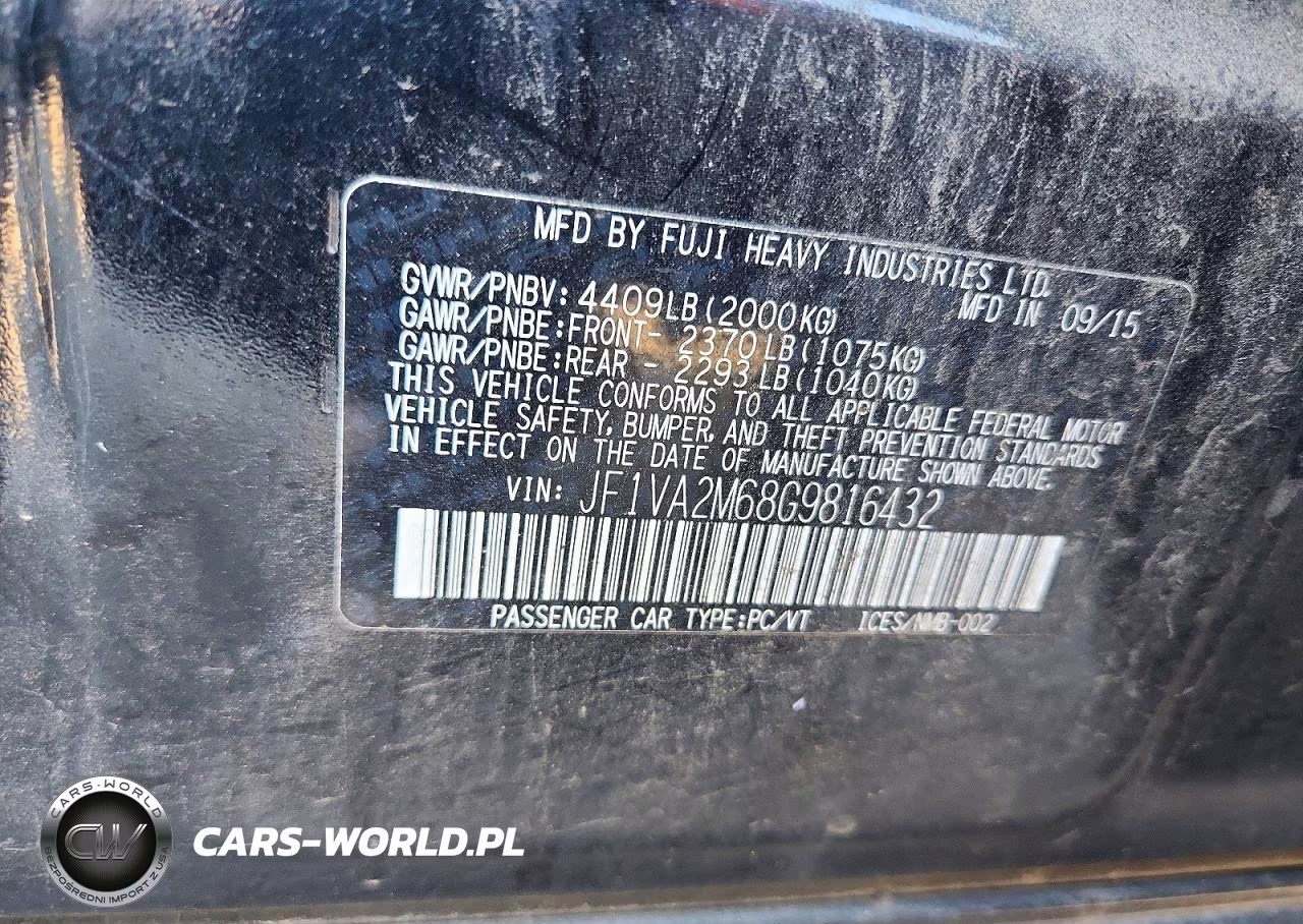 2016 Subaru Wrx Sti VIN:JF1VA2M68G9816432 - 12