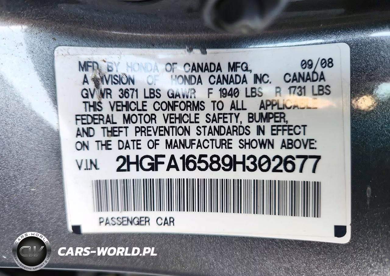 2009 Honda Civic Lx VIN:2HGFA16589H302677 - 12