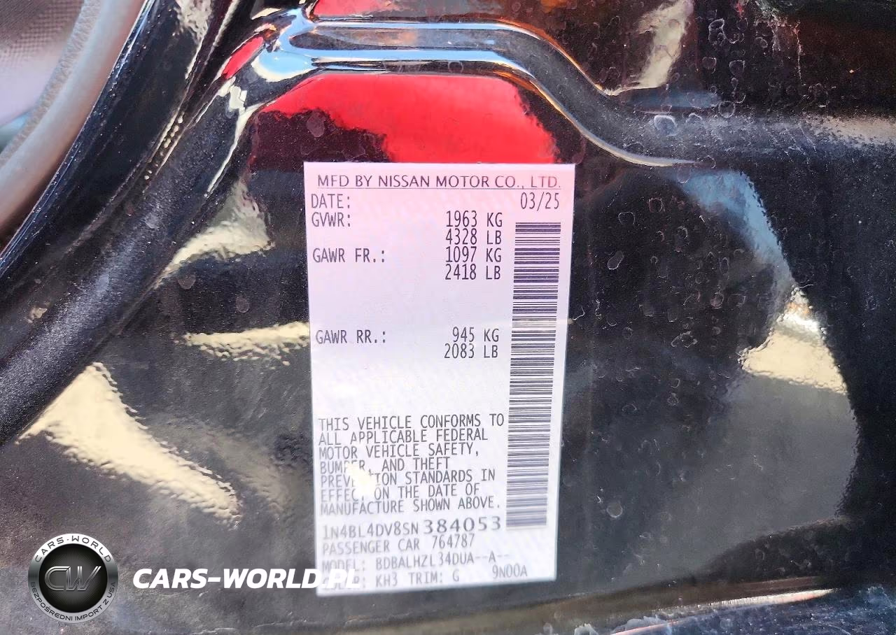 2025 Nissan Altima Sv VIN:1N4BL4DV8SN384053 - 12