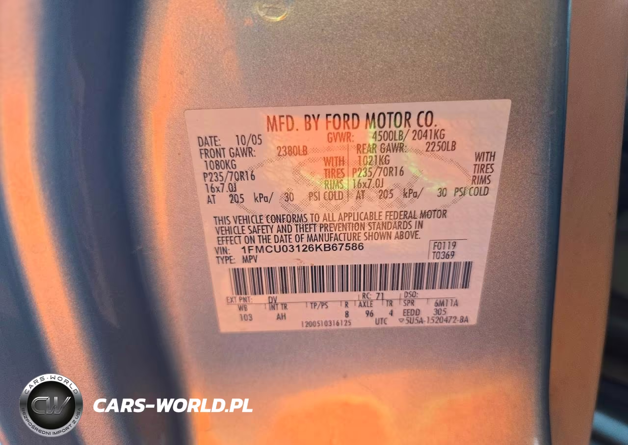 2006 Ford Escape Xlt VIN:1FMCU03126KB67586 - 13