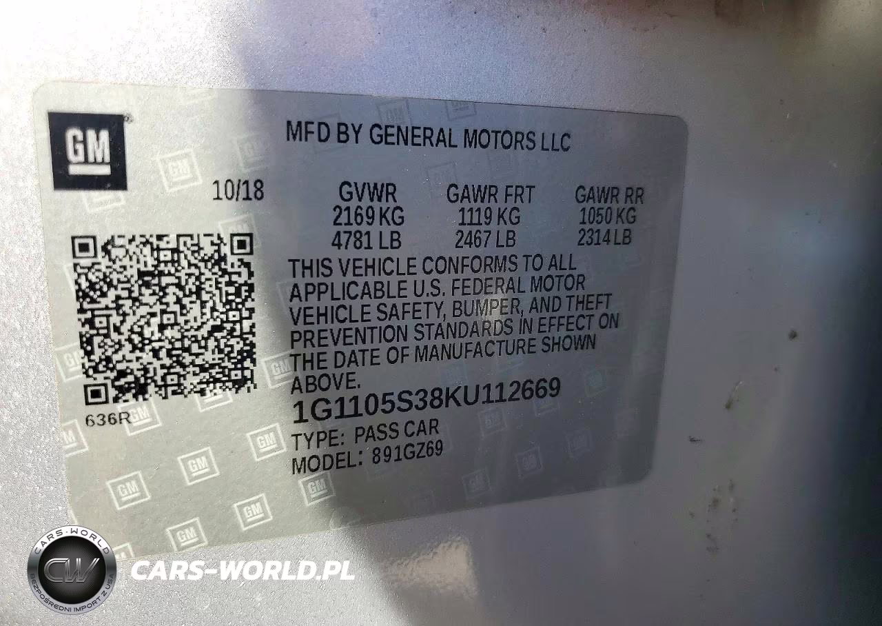 2019 CHEVROLET IMPALA PREMIER VIN:1G1105S38KU112669 - 12