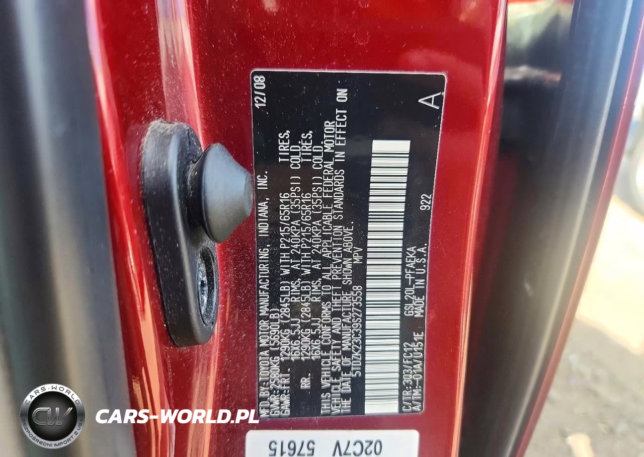 2009 Toyota Sienna Le 7-Passenger VIN:5TDZK23C39S273558 - 13