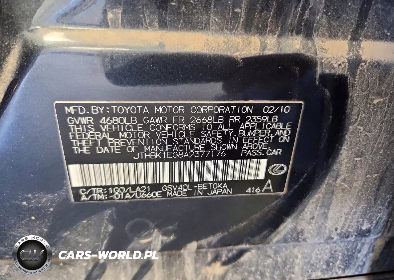 2010 Lexus Es 350 VIN:JTHBK1EG8A2377176 - 12