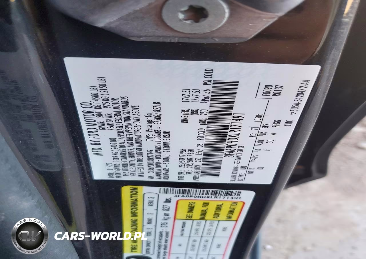 2020 Ford Fusion Se VIN:3FA6P0HDXLR171491 - 12