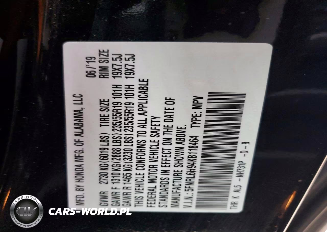 2019 Honda Odyssey VIN:5FNRL6H94KB118464 - 13