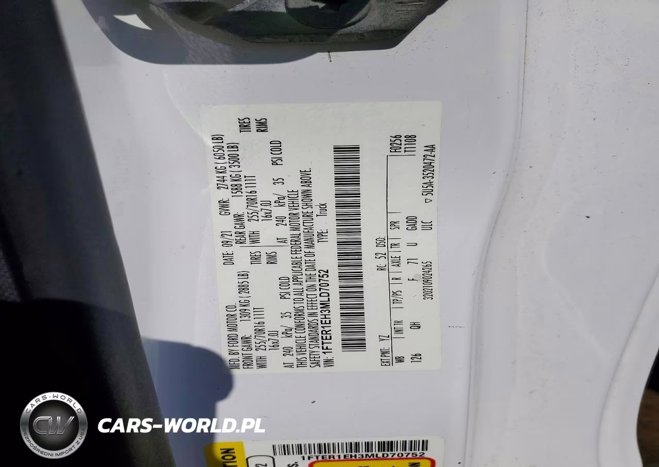 2021 Ford Ranger Xl VIN:1FTER1EH3MLD70752 - 12