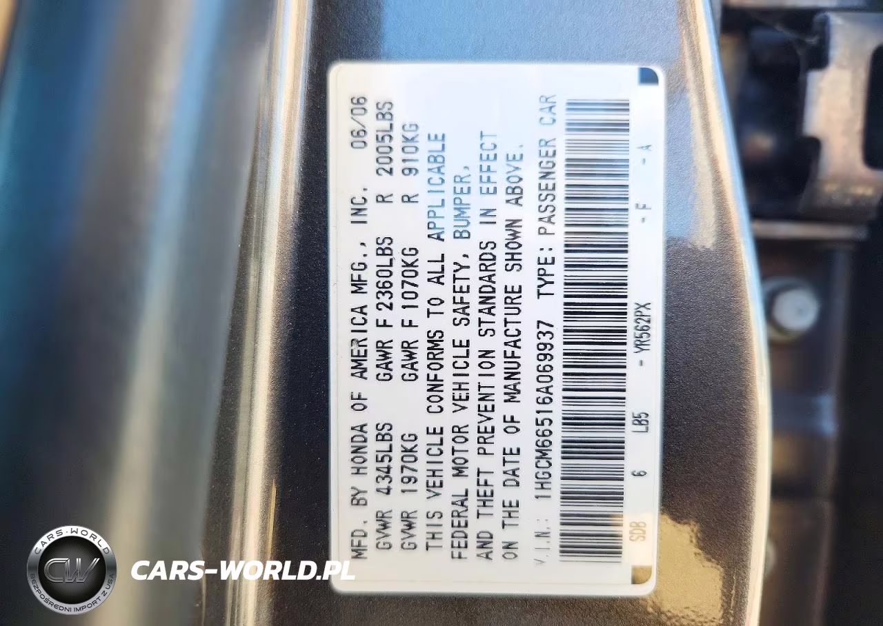 2006 Honda Accord Ex VIN:1HGCM66516A069937 - 12