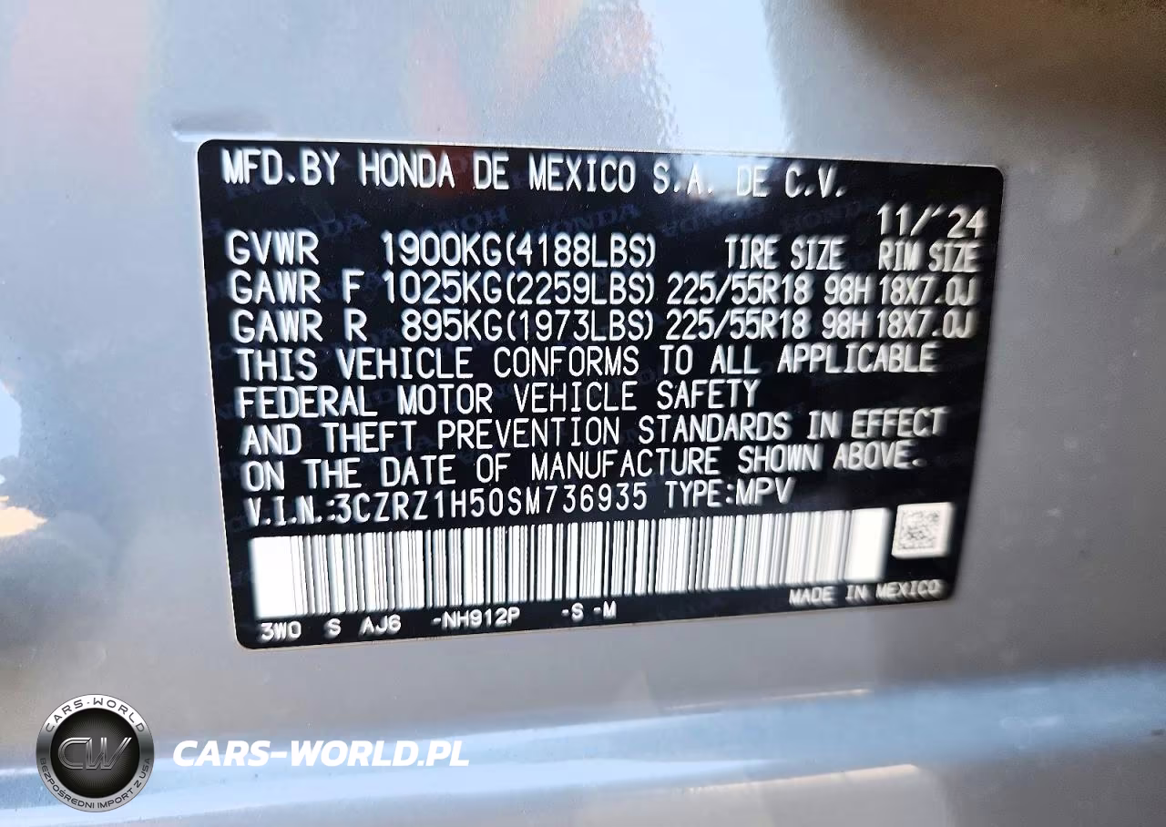 2025 Honda Hr-V Sport VIN:3CZRZ1H50SM736935 - 13