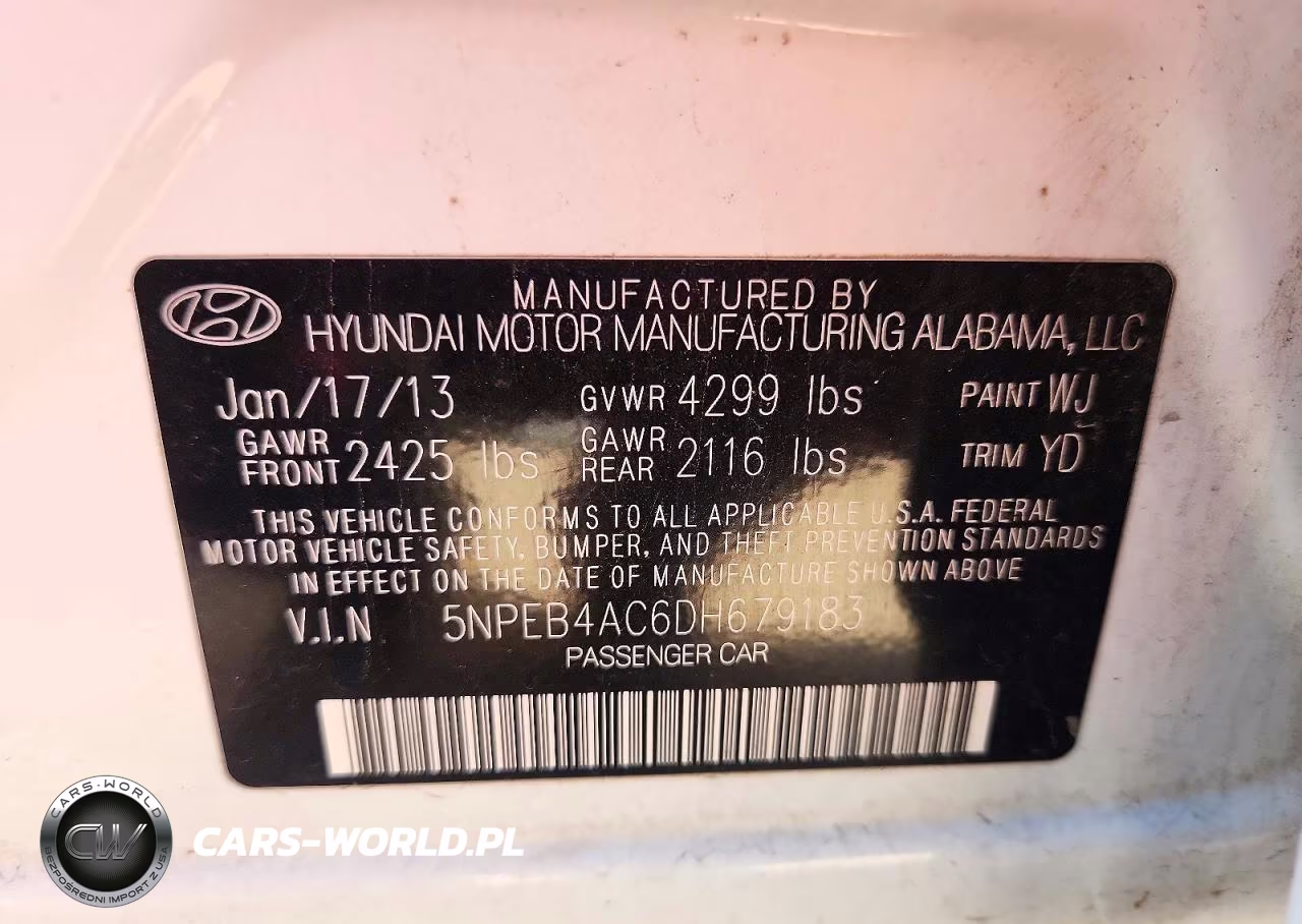 2013 Hyundai Sonata Gls VIN:5NPEB4AC6DH679183 - 12
