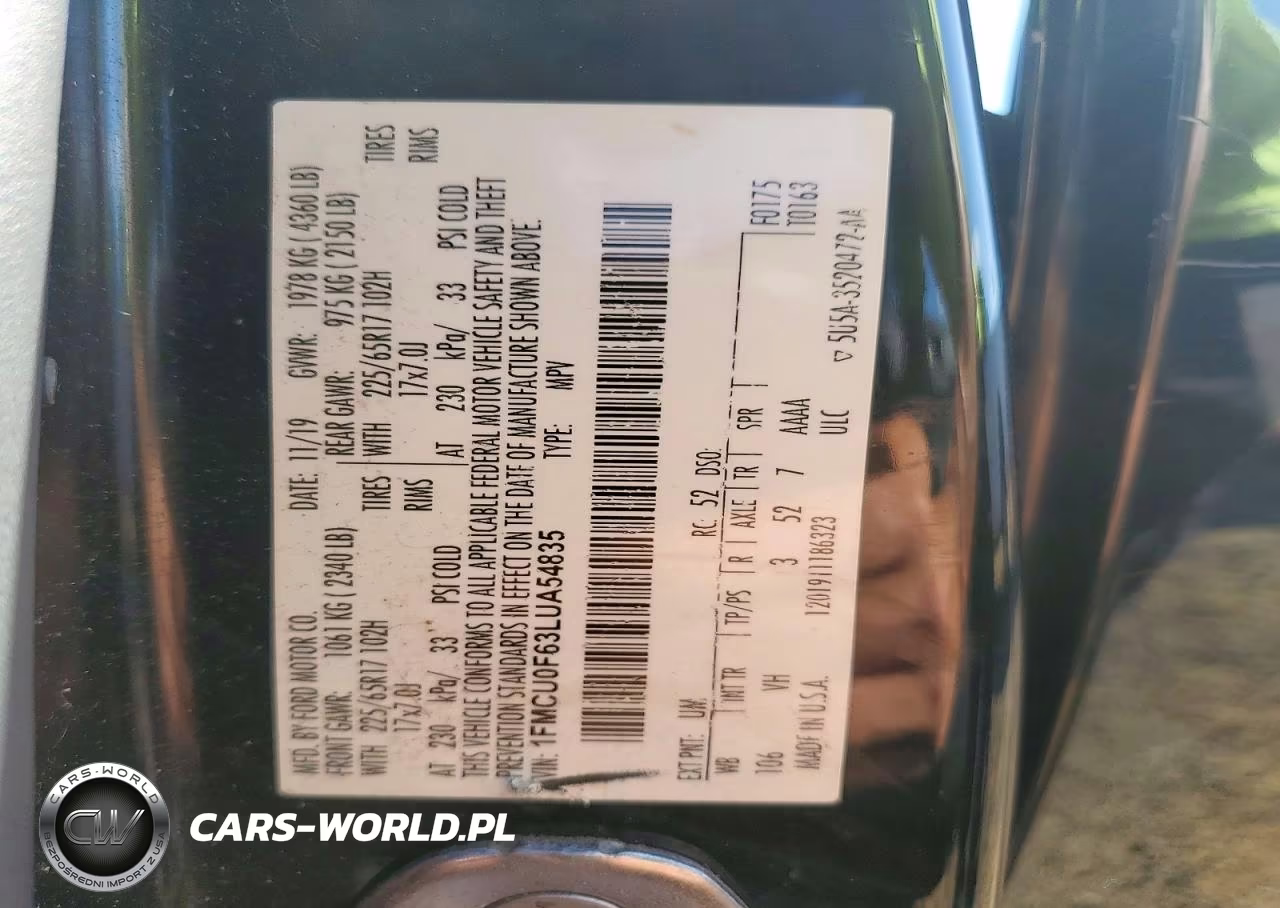 2020 Ford Escape S VIN:1FMCU0F63LUA54835 - 13