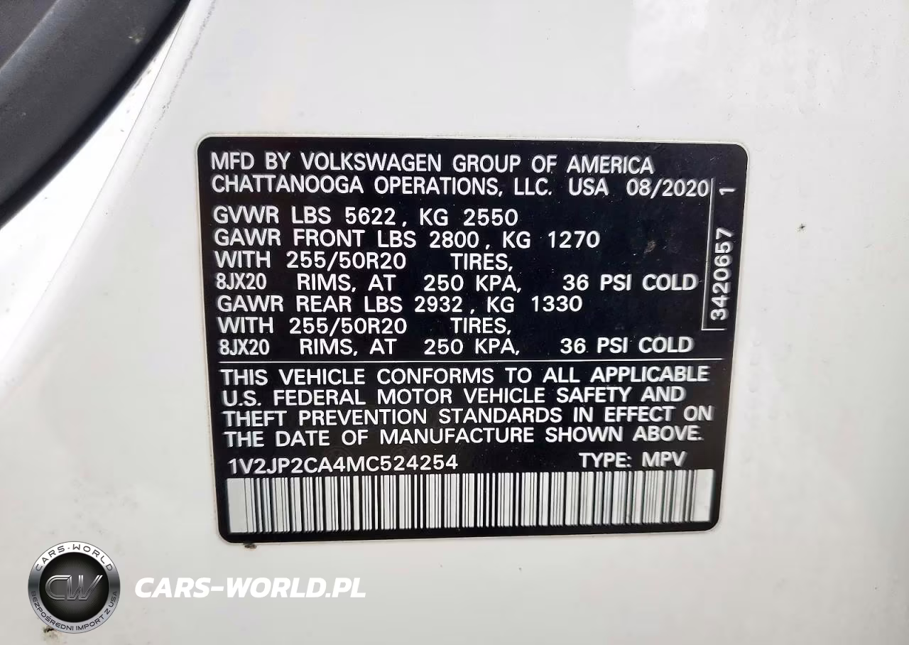 2021 Volkswagen Atlas Se VIN:1V2JP2CA4MC524254 - 13