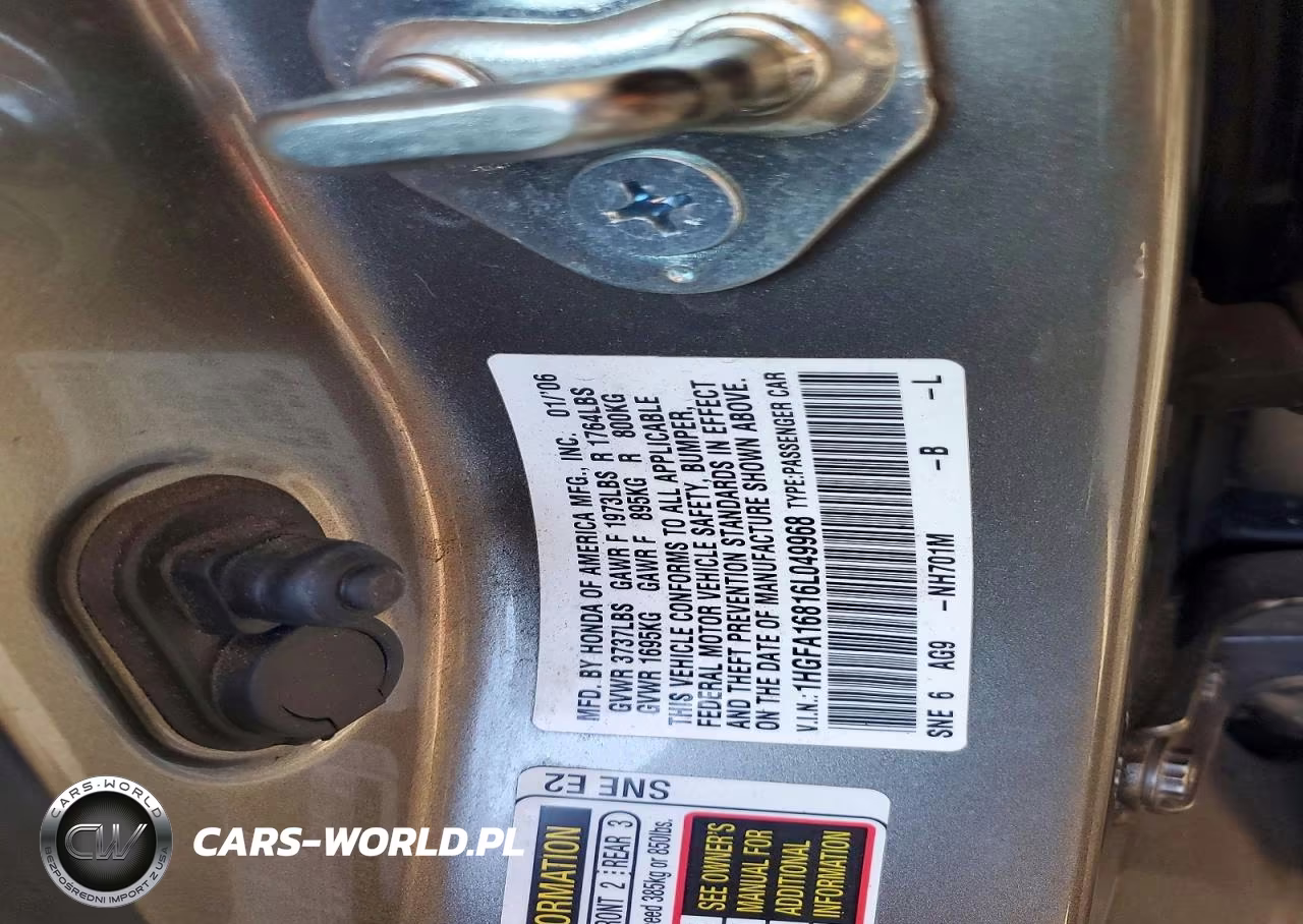 2006 Honda Civic Ex VIN:1HGFA16816L049968 - 12