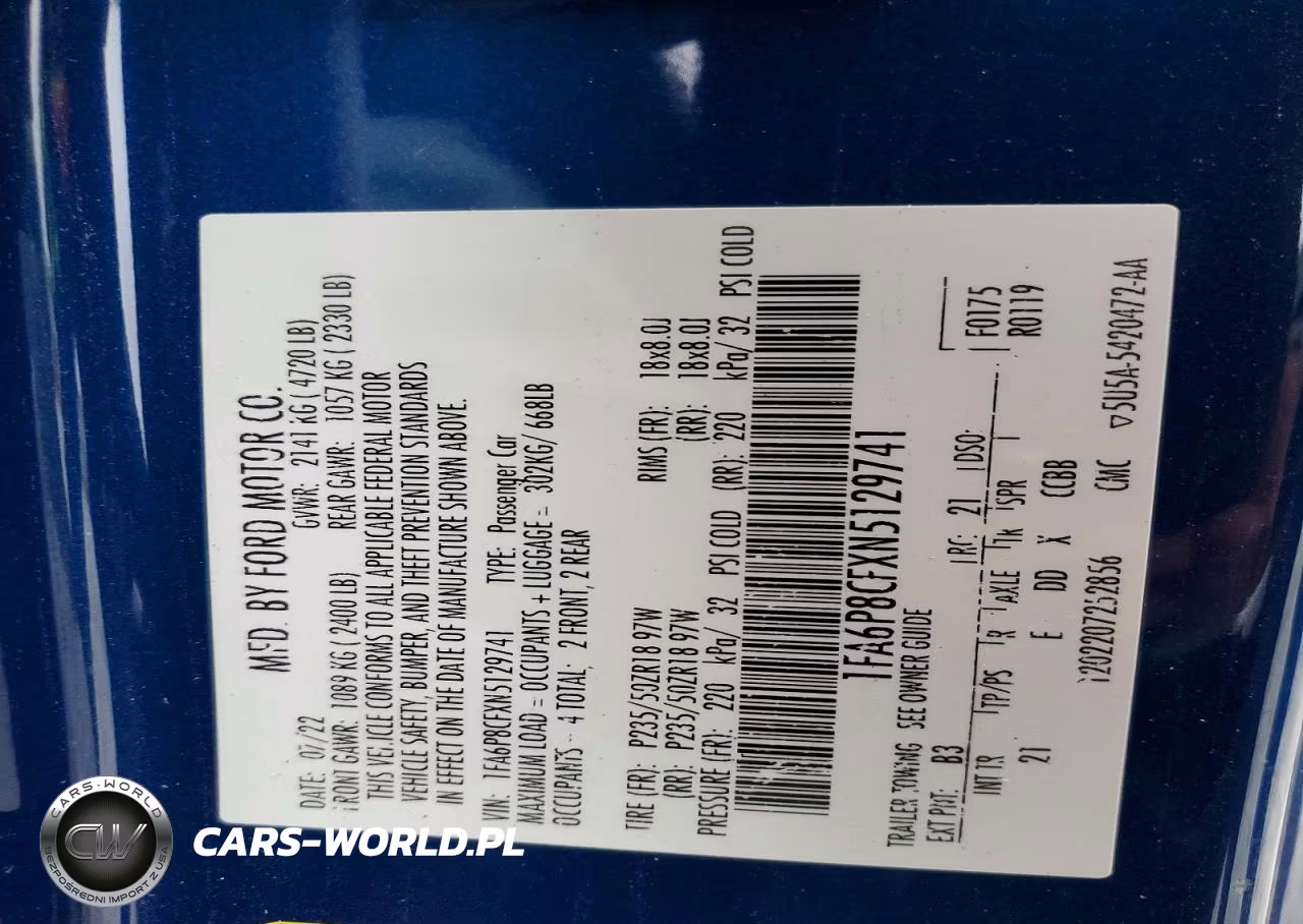 2022 Ford Mustang Gt VIN:1FA6P8CFXN5129741 - 12