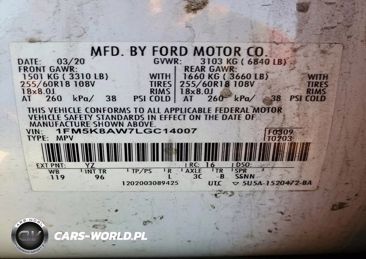 2020 Ford Police Interceptor Utility VIN:1FM5K8AW7LGC14007 - 14