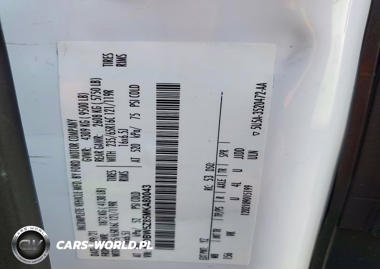 2021 Ford Transit Delivery Truck VIN:1FDBW5Z85MKA80043 - 13
