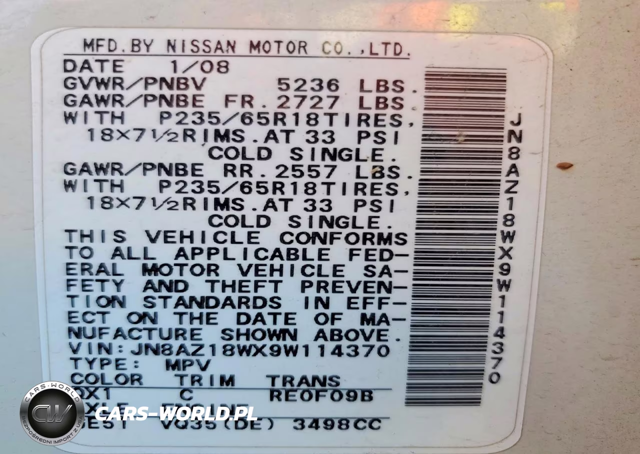 2009 Nissan Murano S VIN:JN8AZ18WX9W114370 - 14
