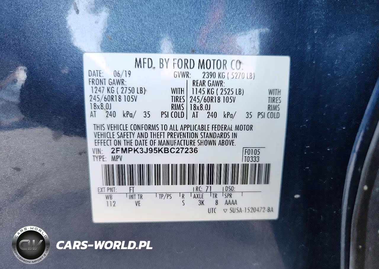 2019 Ford Edge Sel VIN:2FMPK3J95KBC27236 - 13