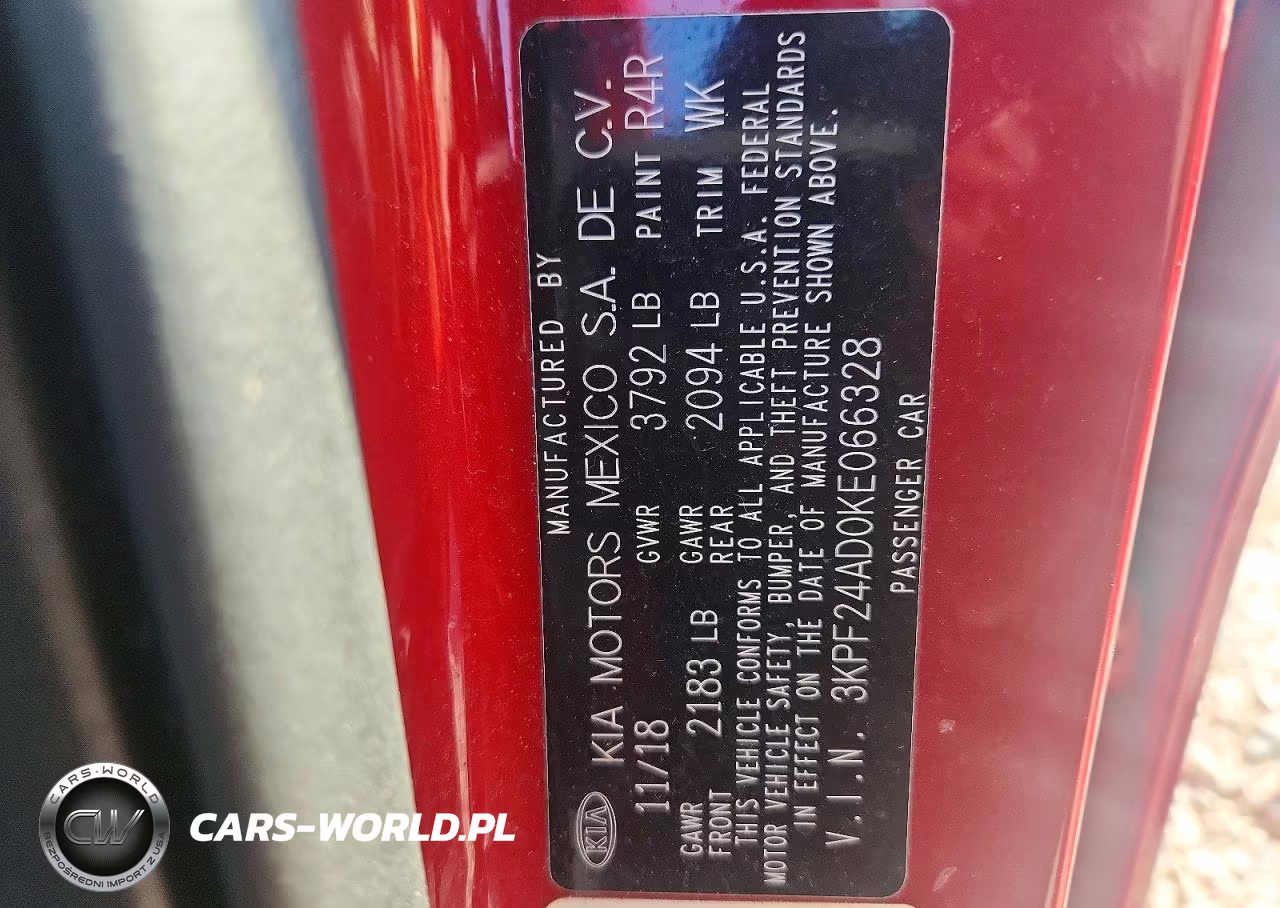 2019 Kia Forte Lxs VIN:3KPF24AD0KE066328 - 12