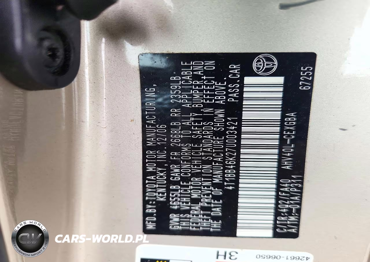2007 Toyota Camry Hybrid VIN:4T1BB46K27U003421 - 12