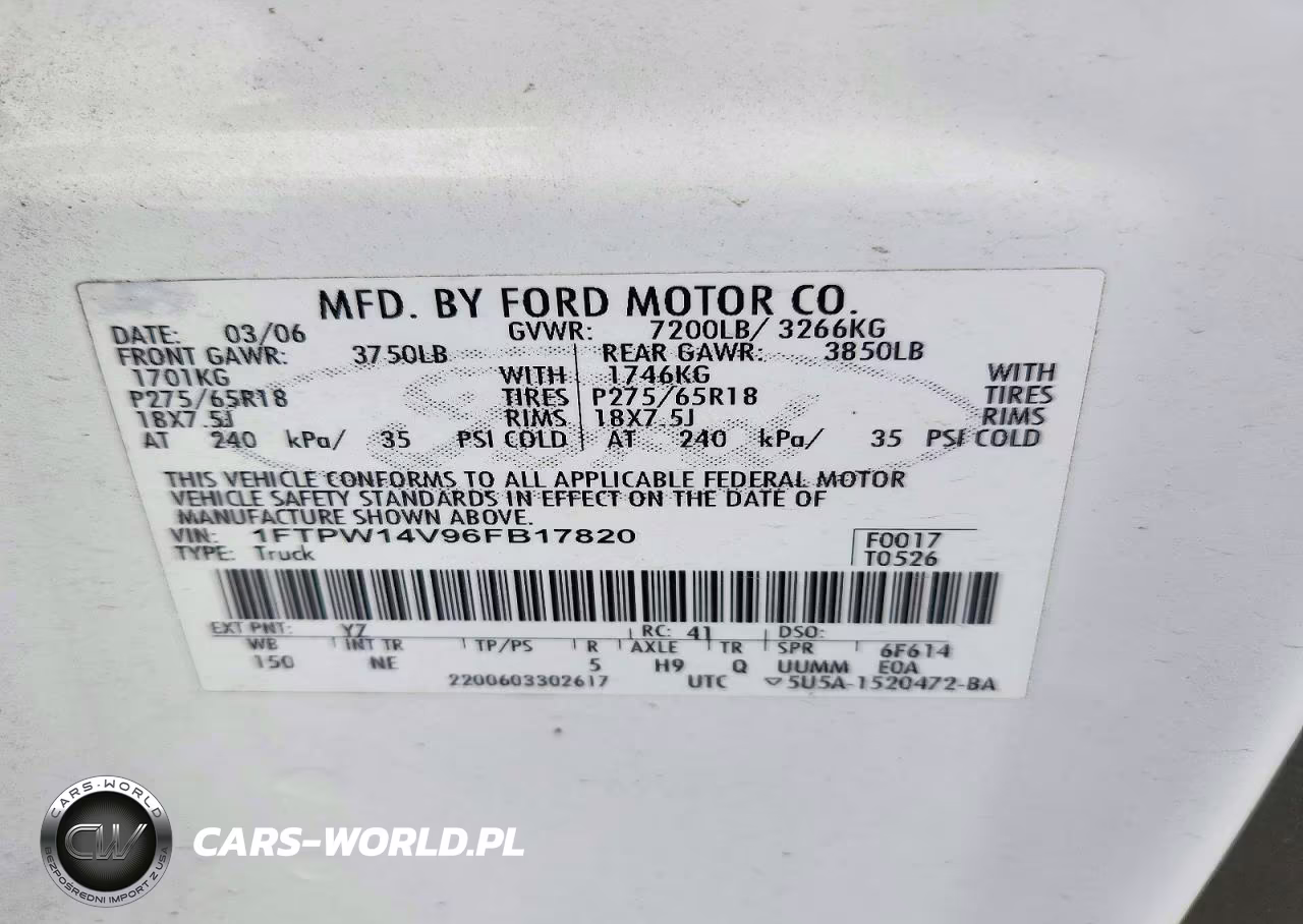 2006 Ford F150 Supercrew VIN:1FTPW14V96FB17820 - 12