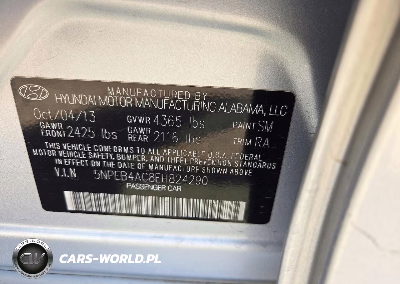 2014 Hyundai Sonata Gls VIN:5NPEB4AC8EH824290 - 12