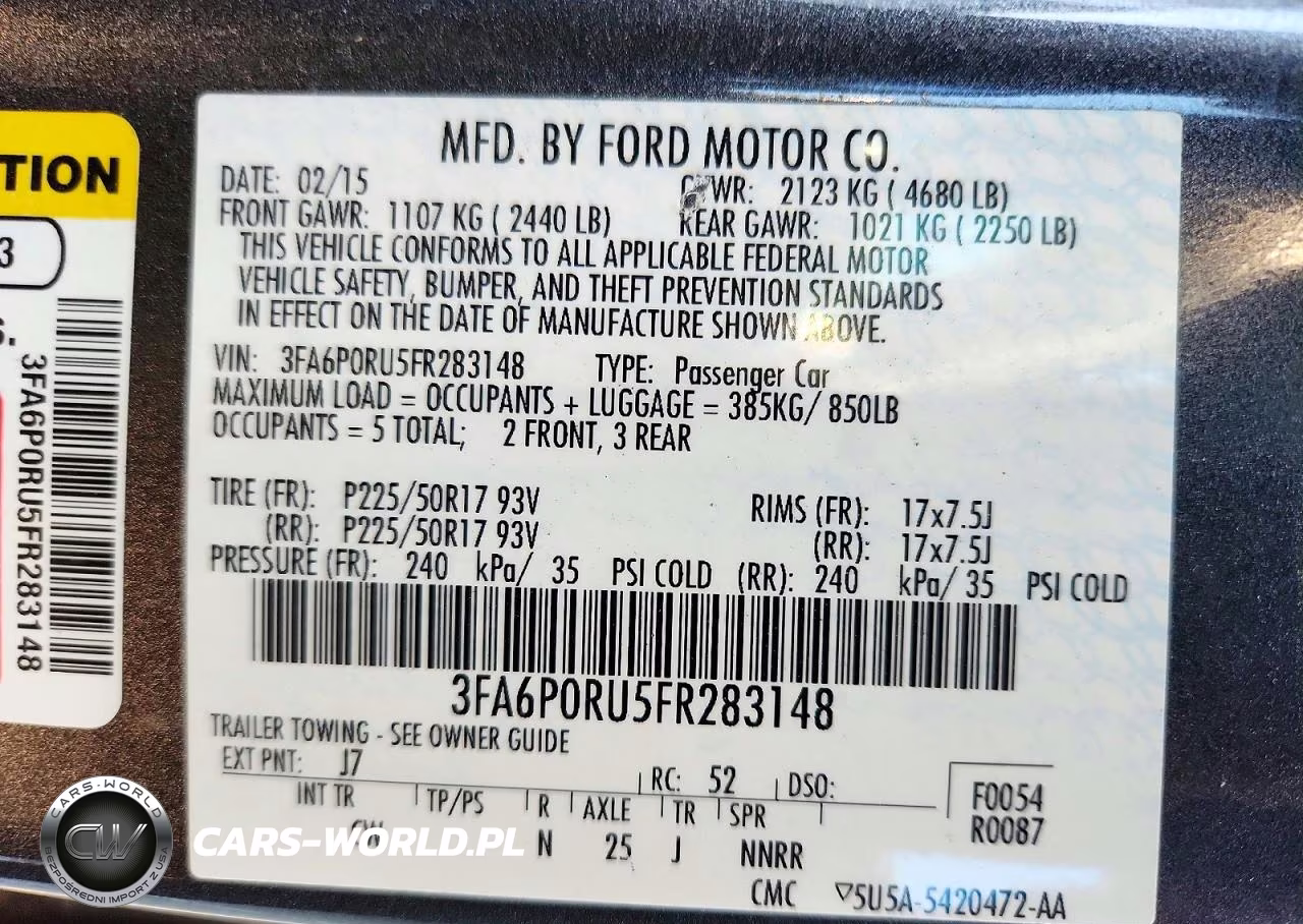 2015 Ford Fusion Titanium Hev VIN:3FA6P0RU5FR283148 - 13