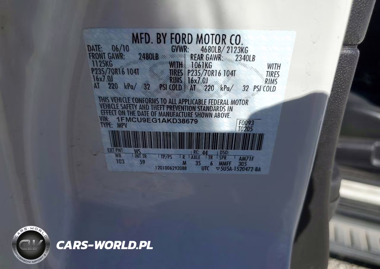 2010 Ford Escape Limited VIN:1FMCU9EG1AKD38679 - 13