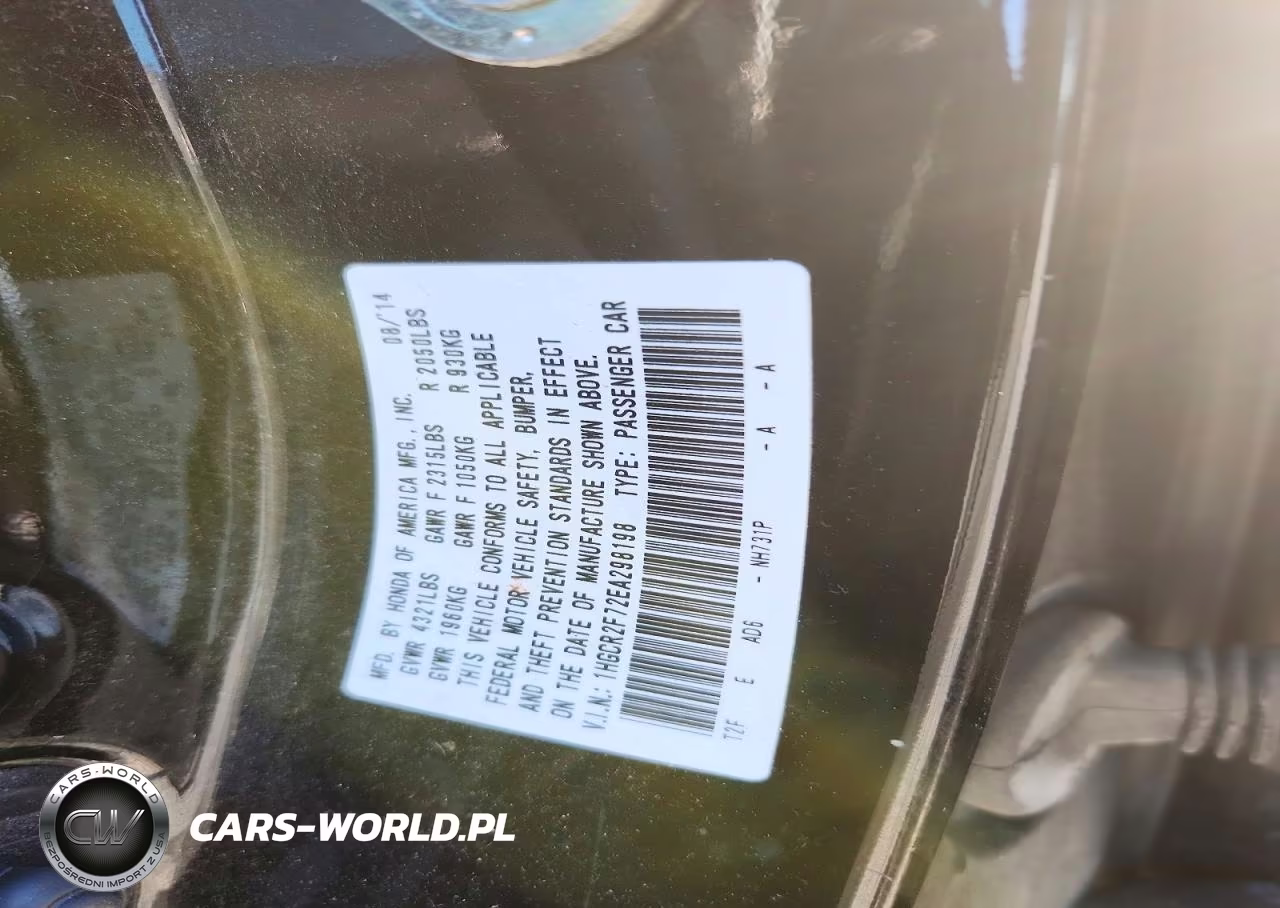 2014 Honda Accord Ex VIN:1HGCR2F72EA298198 - 12