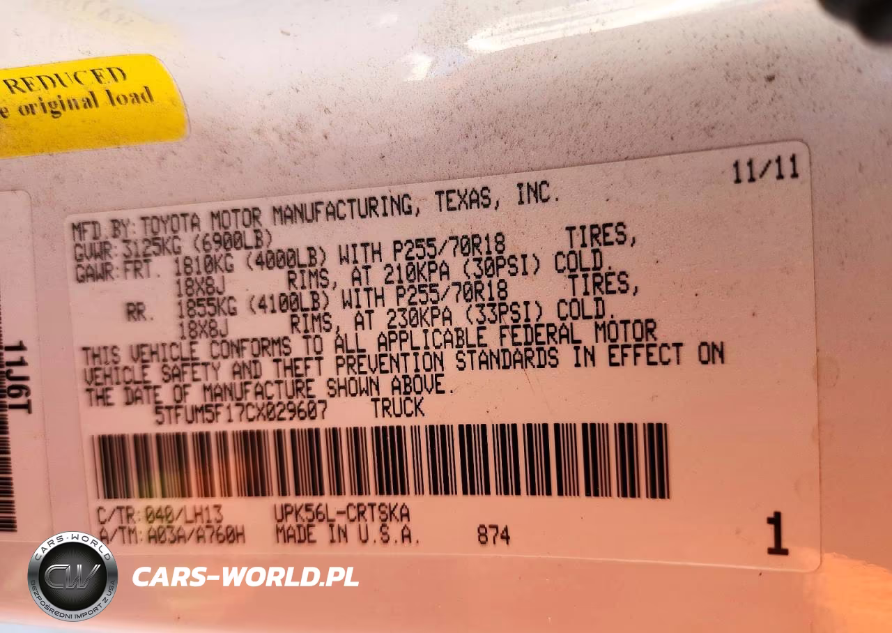 2012 Toyota Tundra Double Cab Sr5 VIN:5TFUM5F17CX029607 - 13