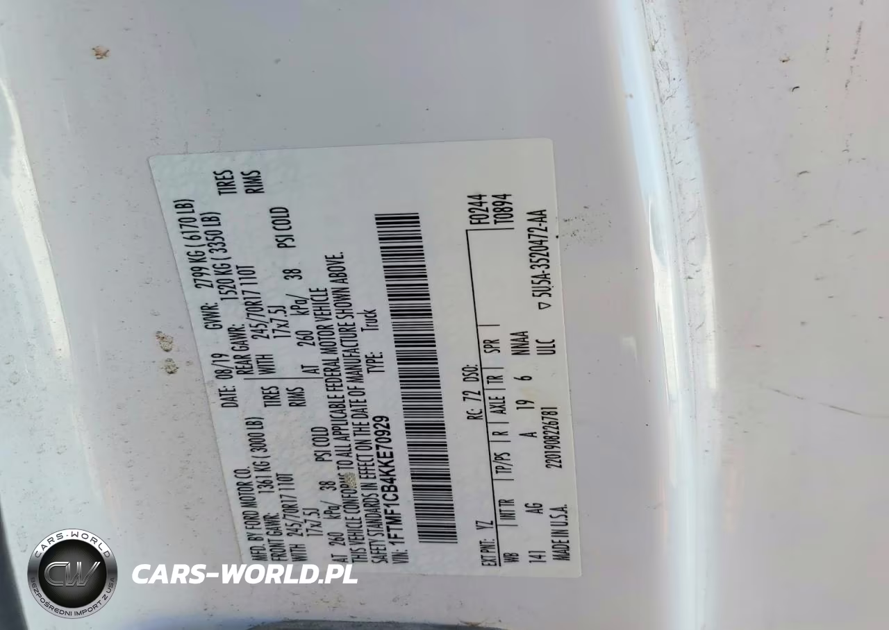 2019 Ford F150 Xl VIN:1FTMF1CB4KKE70929 - 12