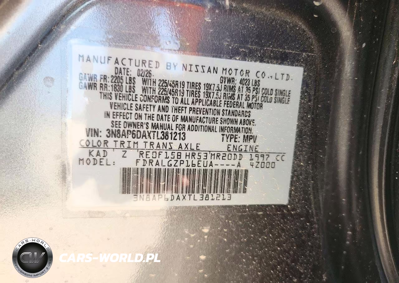 2026 Nissan Kicks Sr VIN:3N8AP6DAXTL381213 - 13