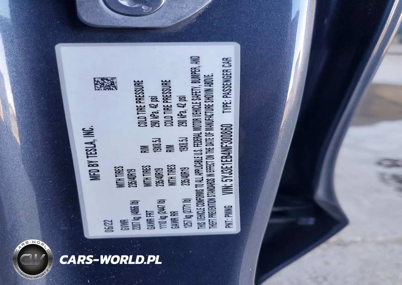 2022 Tesla Model 3 VIN:5YJ3E1EB4NF300860 - 12
