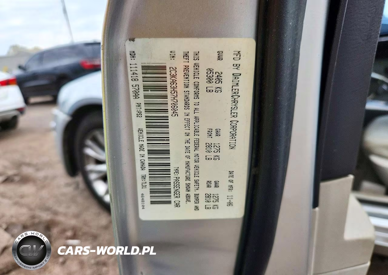2007 Chrysler 300C VIN:2C3KA63H57H706045 - 12