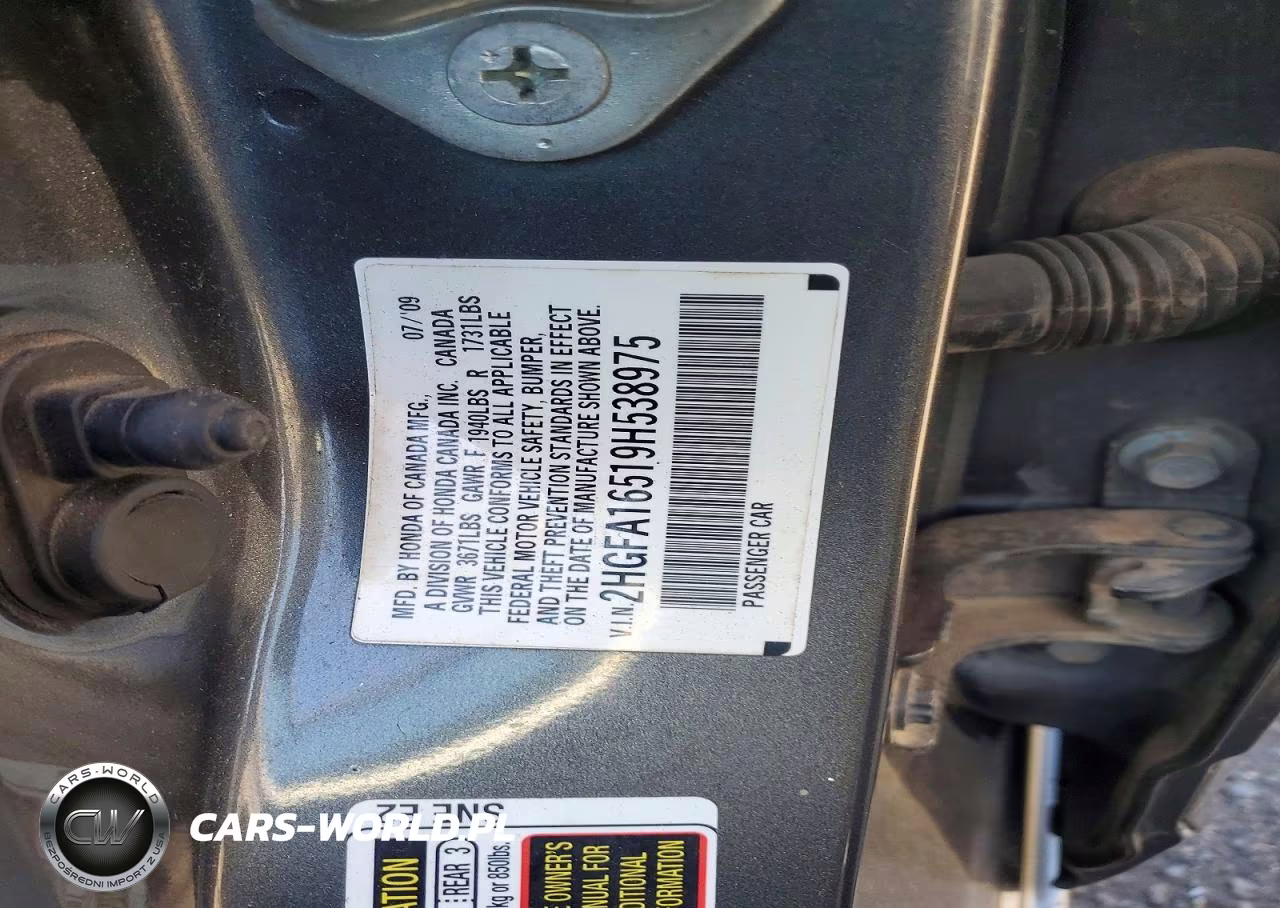 2009 Honda Civic Lx VIN:2HGFA16519H538975 - 12