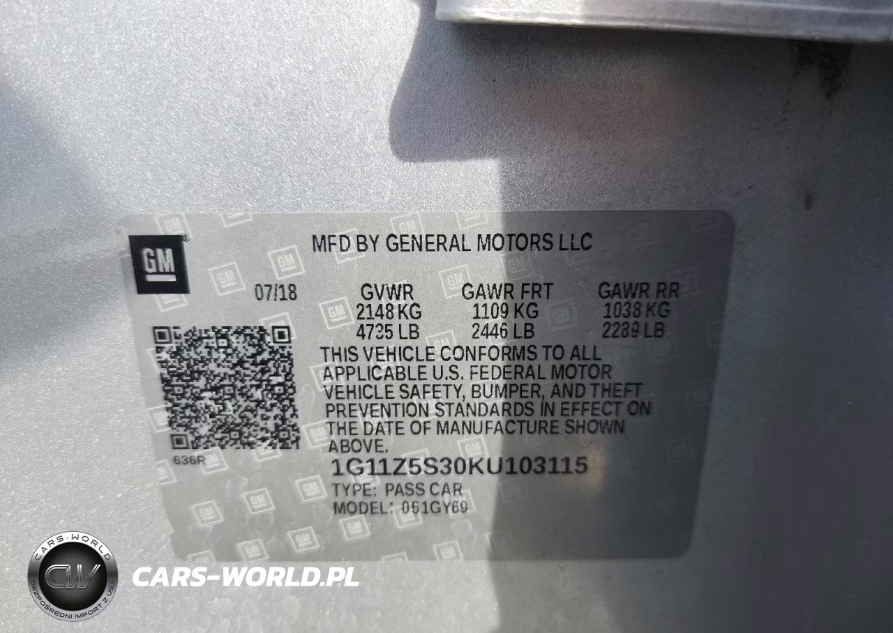 2019 Chevrolet Impala Lt VIN:1G11Z5S30KU103115 - 12