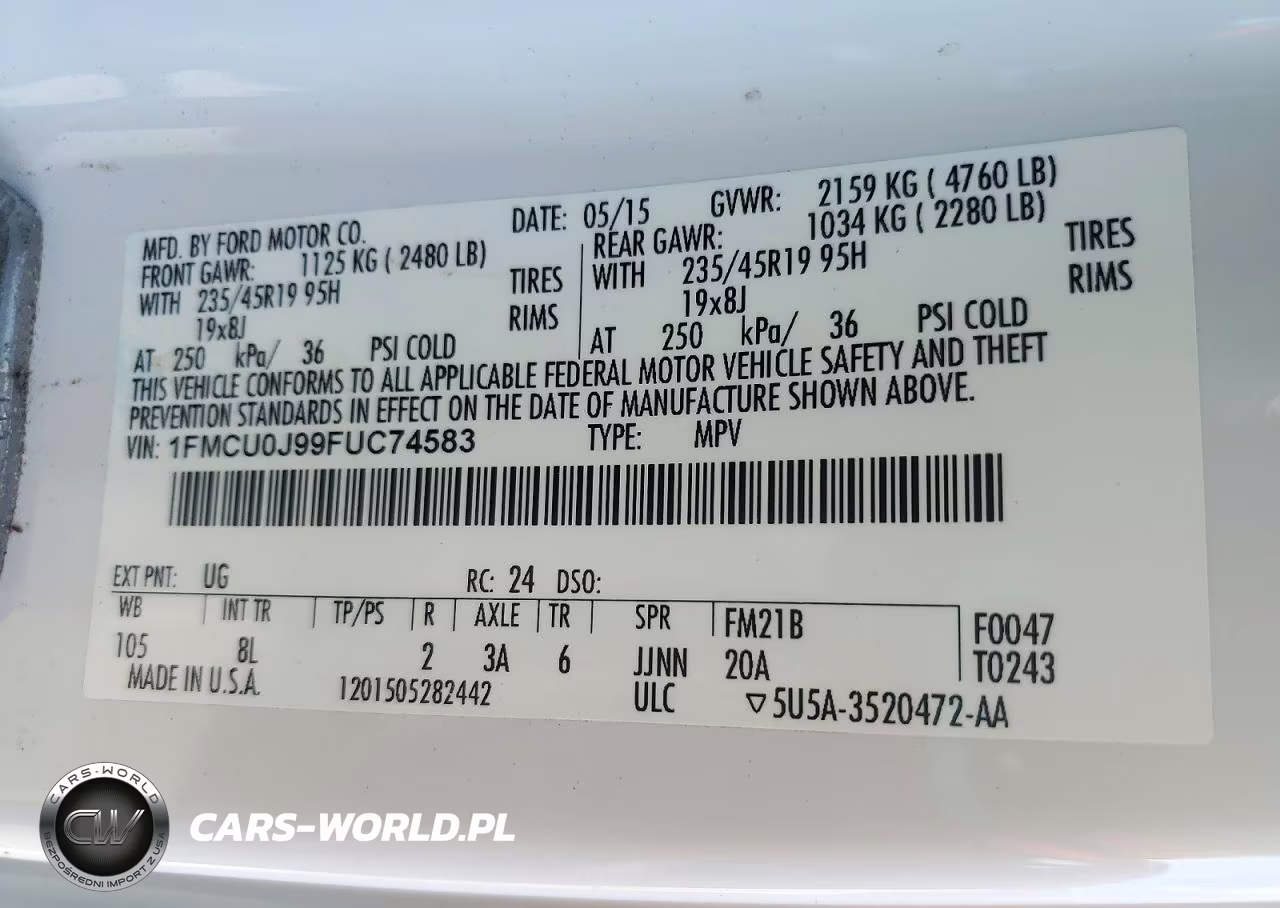 2015 Ford Escape Titanium VIN:1FMCU0J99FUC74583 - 12