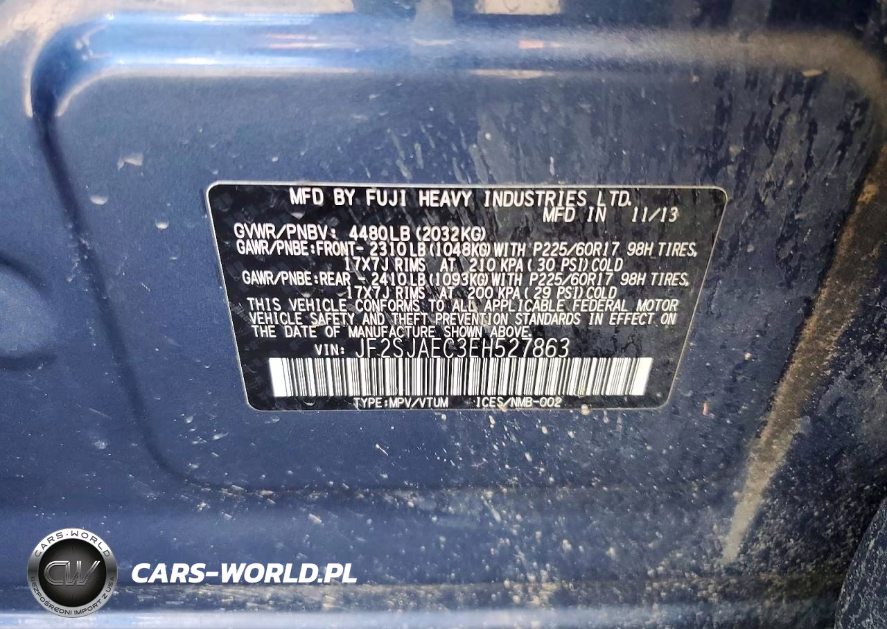2014 Subaru Forester 2.5I Premium VIN:JF2SJAEC3EH527863 - 13